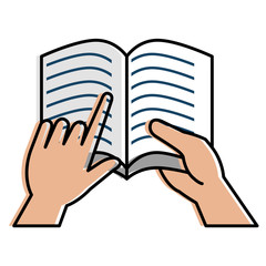 hands reader with text book school icon