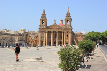 Blick auf die berühmte St. Paul's Co-Cathedral in Valletta (Malta)