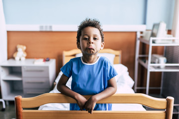 african american boy in hospital