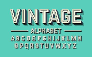 Naklejka premium Retro style 3d alphabet