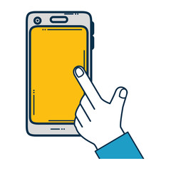 hand user with smartphone isolated icon