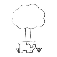 tree and cute pig icon
