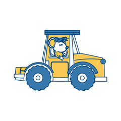 Cute mouse worker driving forklift cartoon icon vector illustration graphic design