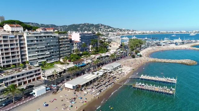 Cannes, Aerial view over the croisette, HD (1920X1080)