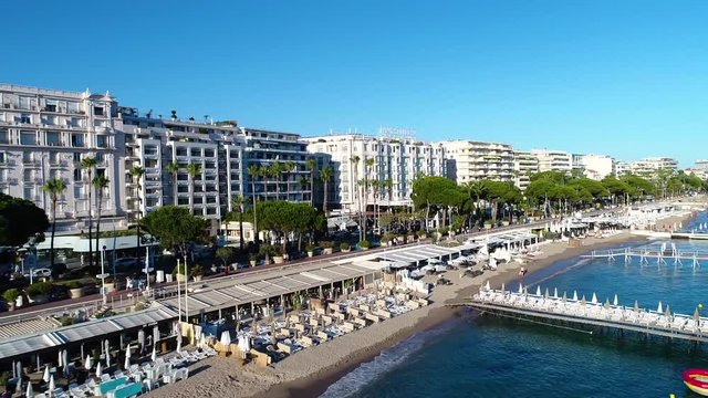 France, Cannes, Aerial view over the croisette, HD (1920X1080)