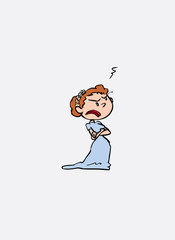 Angry bride. Vector isolated character.