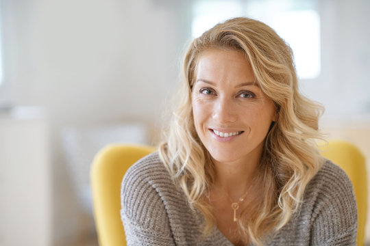 Portrait of beautiful 40-year-old blond woman