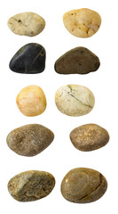Fototapeta na wymiar Various pebbles isolated on white background (clipping path included)