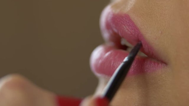 Close up shot of makeup lips