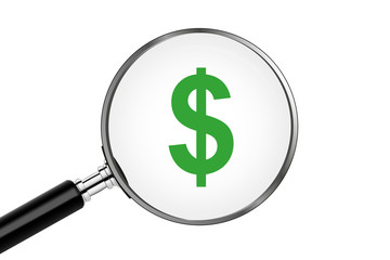 Lupe sucht/findet - Dollar - Währung