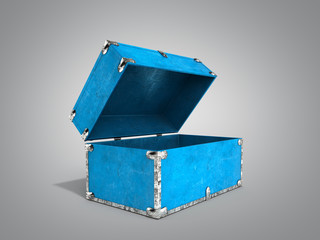 Vintage blue hand safe box 3d render on grey