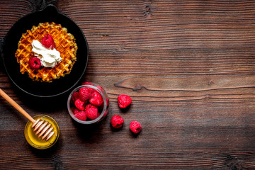 cooking holiday breakfast with wafer top view