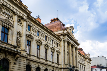 Fototapeta na wymiar antique building view in Old Town Bucharest, Romanian