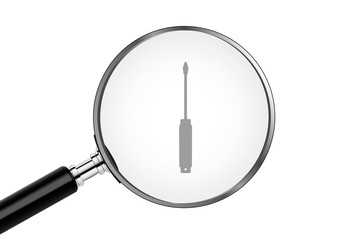 Lupe sucht/findet - Schraubendreher