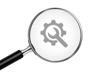 Lupe sucht/findet - Zahnrad - Schraubenschlüssel