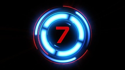 Beautiful Futuristic HUD With Countdown. Looped Rotating Elements Red and Blue with Numbers. Head-up Display Computer Data. High Tech Concept Element. Full HD 1920x1080. - Powered by Adobe