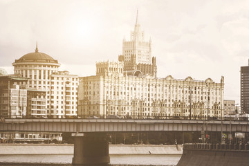 Moscow-river, bridge and buildings