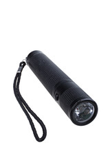 Black flashlight isolated on white background with clipping path.