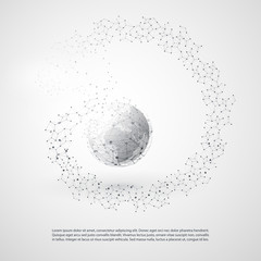 Transparent Geometric Mesh and Globe - Modern Style Cloud Computing and Telecommunications Concept Design with Network Connections - Vector Illustration