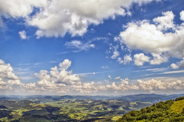 View from the mountain to the horizon. Carpathians