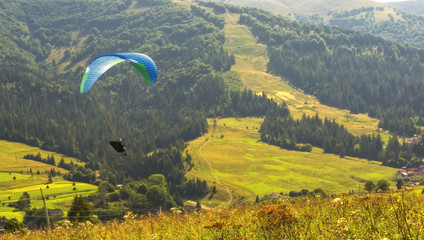 Skydiving in a mountains. Carpathians