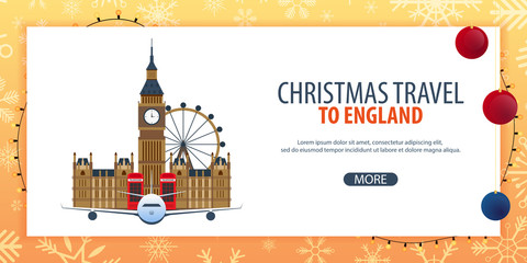 Fototapeta premium Christmas Travel to England, London. Winter travel. Vector illustration.
