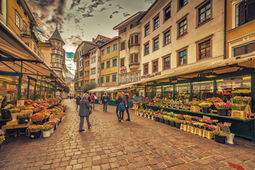 People going shopping in the streets of Bolzano