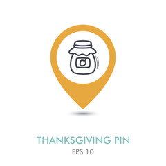 Jam jar mapping pin icon. Harvest. Thanksgiving