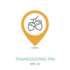 Acorn mapping pin icon. Harvest. Thanksgiving