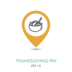 Salad bowl mapping pin icon. Harvest. Thanksgiving