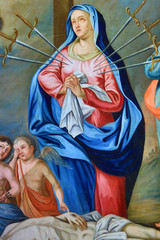 Vierge des 7 douleurs. Notre-Dame de l'Assomption. Cordon. Virgin of 7 pains. Our Lady of the Assumption.
