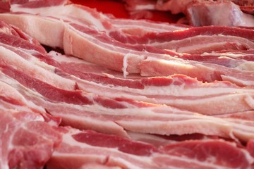 raw pork foot for cooking in market