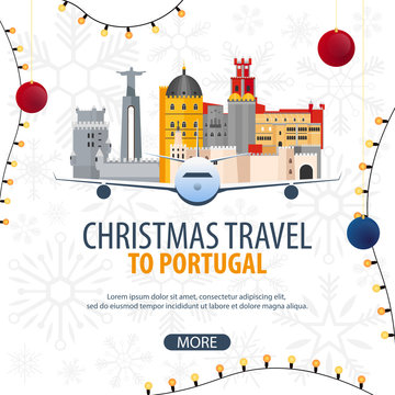 Christmas Travel to Portugal. Winter travel. Vector illustration.