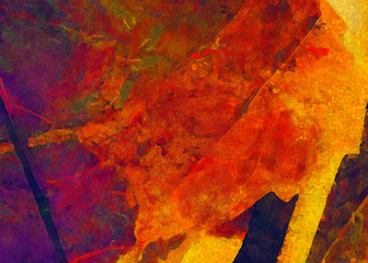 Yellow grape leaves. Painted on canvas watercolor and oil artwork. Good for printed picture, design postcard, posters and wallpapers. Can be use as colorful artistic texture. © Avgustus