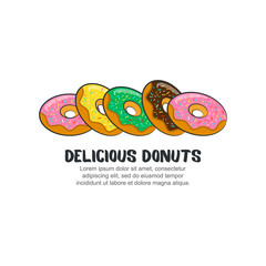 Template logo for delicious donuts isolated on white background