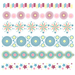 Colorful trim collection with stars, circles and abstract flowers