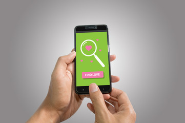 Online dating sceen on phone background