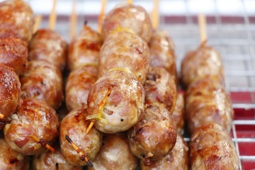 Grilled sausage asia is delicious in market