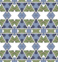Fototapeta premium Seamless striped vector pattern. Vintage colored decorative repainting background with tribal and ethnic motifs. Abstract geometric roughly hatched shapes colored with hand drawn brush stokes.