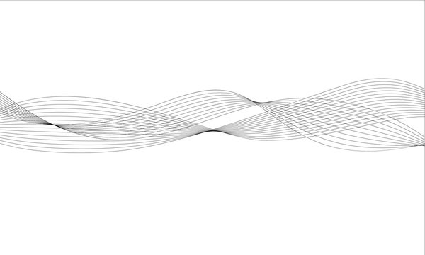 Abstract wave element for design. Digital frequency track equalizer. Stylized line art background. Vector illustration. Wave with lines created using blend tool. Curved wavy line, smooth stripe.