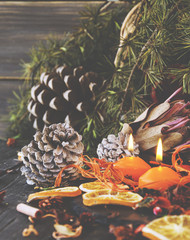 Christmas decoration with fir branches