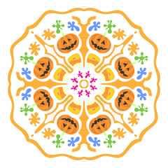 Halloween background with pumpkins and candies