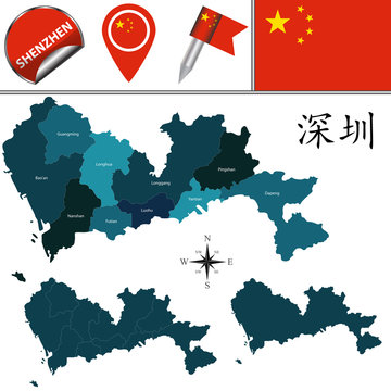Map of Shenzhen with Divisions