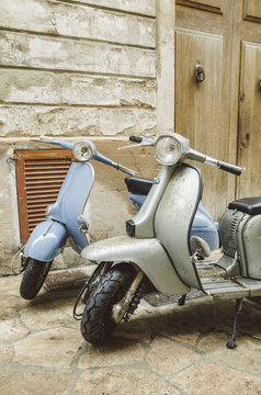 Classic motorcycles at the street