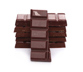chocolate bars isolated on white background