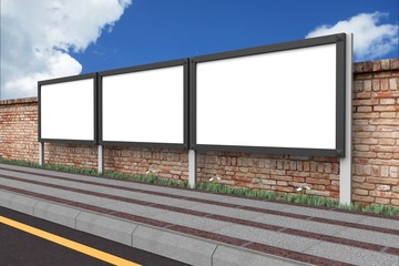 Blank billboard on street and wall, mockup template.