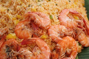 Shrimp fried rice with vegetables is delicious