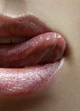 lips and tongue closeup