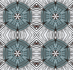 Seamless striped vector pattern. Vintage colored decorative repainting background with tribal and ethnic motifs. Abstract geometric roughly hatched shapes colored with hand drawn brush stokes.