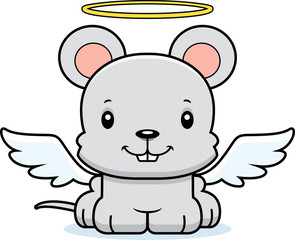 Fototapeta na wymiar Cartoon Smiling Angel Mouse